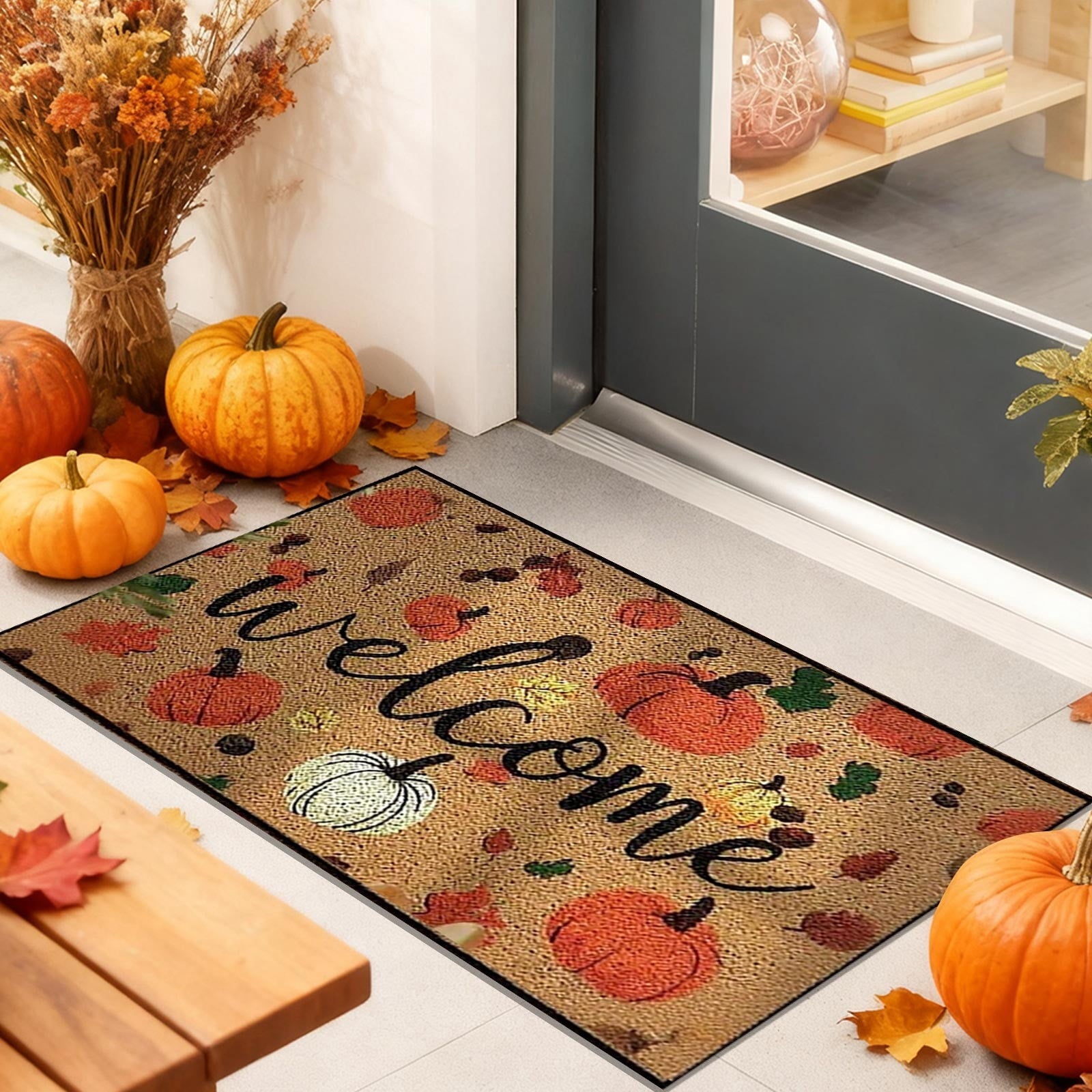 Autumn Door Mat for Entryway, 16x24 Inch, Fall-Themed Floor Doormat for Home Decor, Non-Slip Rug Mat for Living Room, Kitchen, Bedroom, Gifts for Fall Lovers (E)