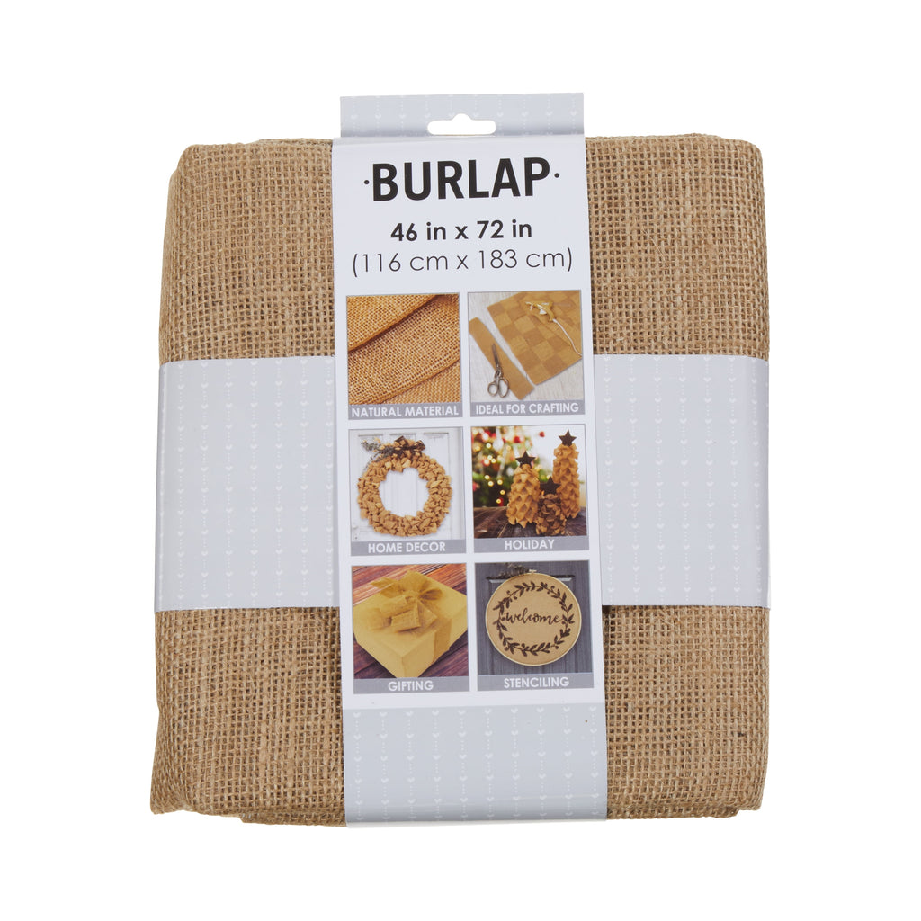 Allen Company Folded & Precut Jute Burlap Craft Fabric, 46"W x 2-Yards, Natural