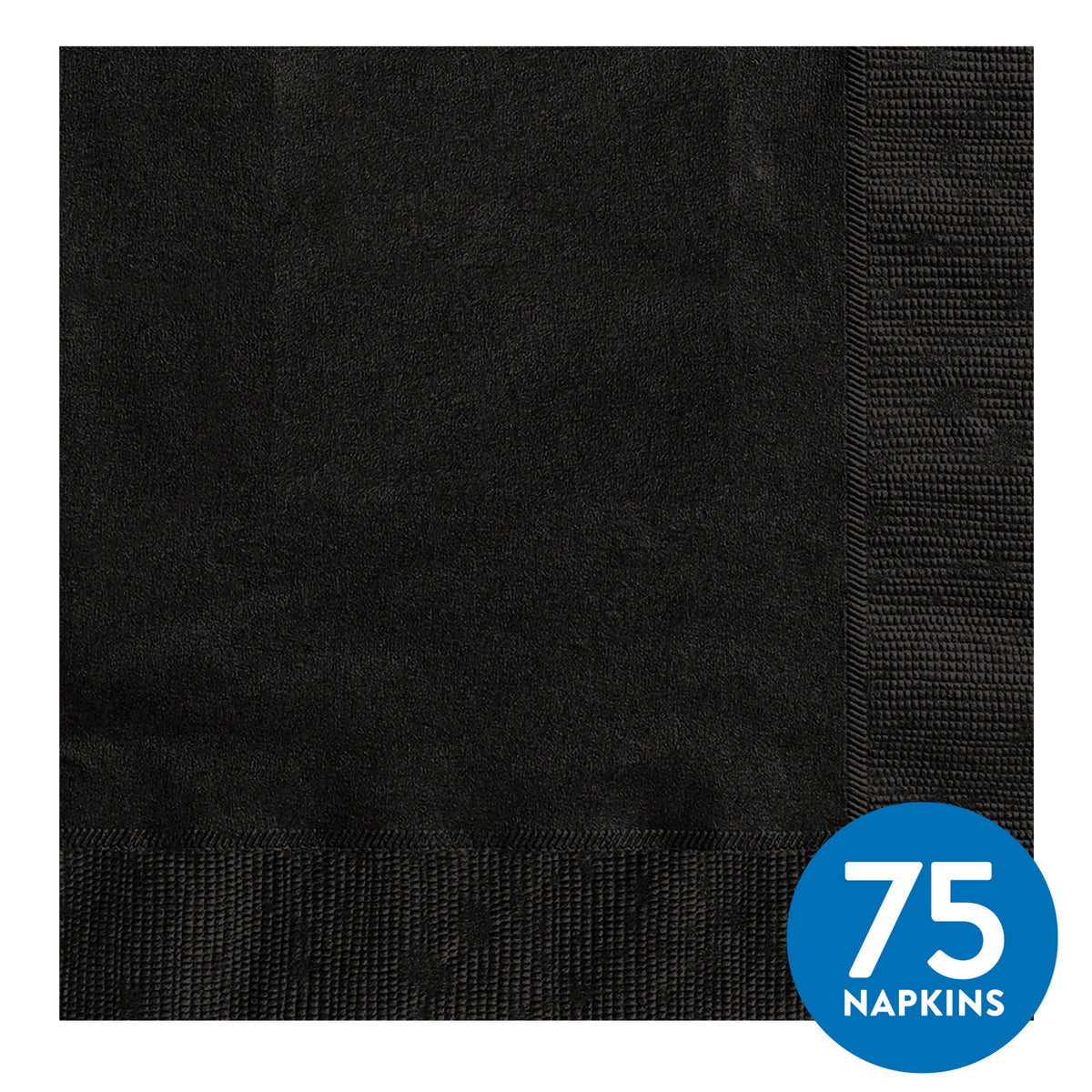 75 Count 6.5IN x 6.5IN Black Disposable Paper Napkins by Way To Celebrate