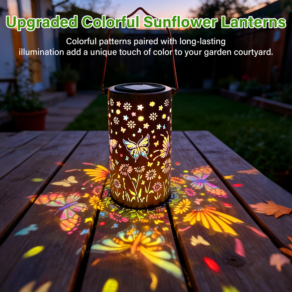 Colorful Solar Lanterns IP65 Outdoor Waterproof, Mother's Day Gifts for Women Mom Grandma - LED Colorful Sunflower Solar Lights Metal Hanging Lantern for Patio Yard Porch