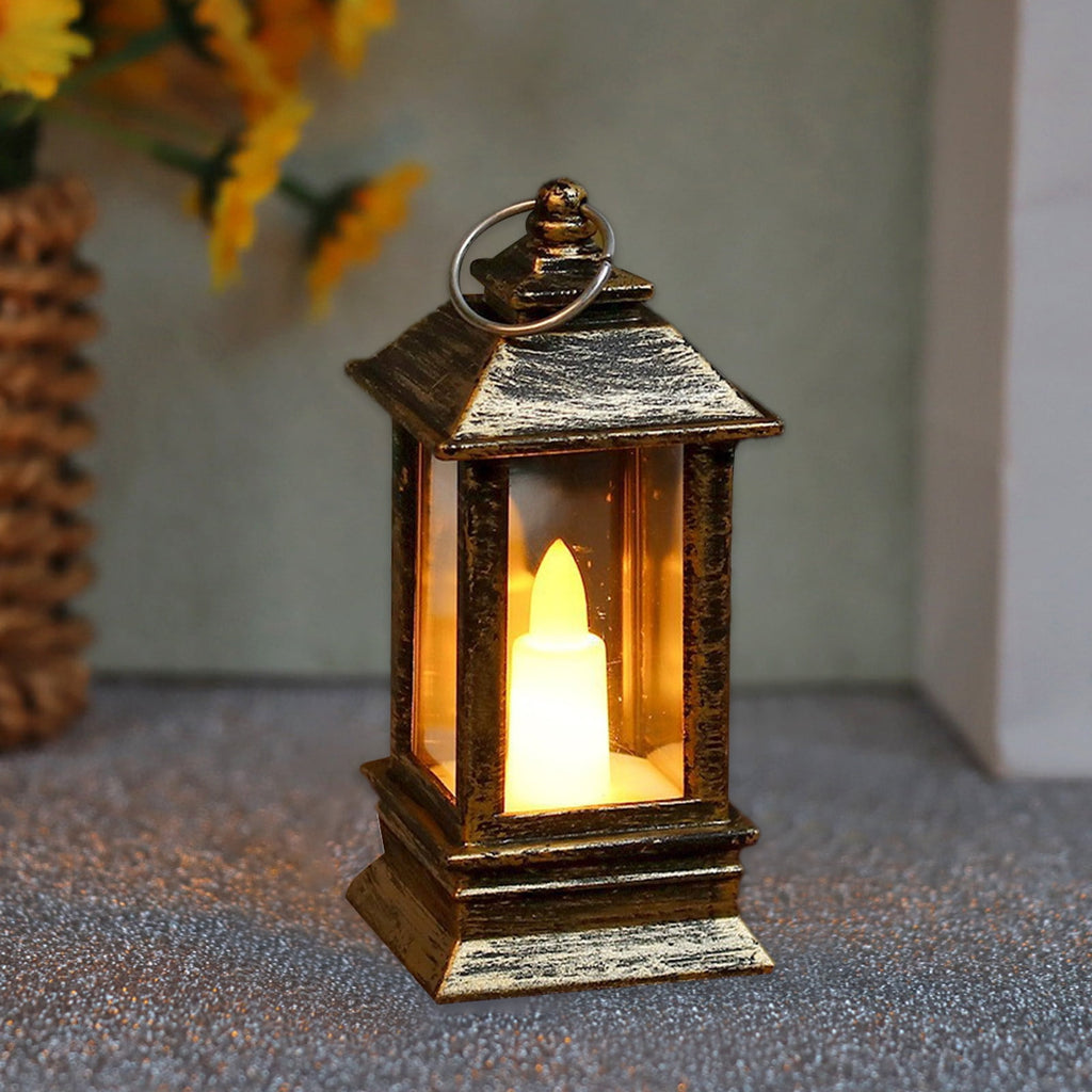 Lanterns Decorative Indoor & Outdoor- Black Candle Lantern, 3.7in Waterproof LED Lantern for Patio & Porch, Battery-Powered Hanging Vintage Lanterns with Timer for Weddings, Transparent