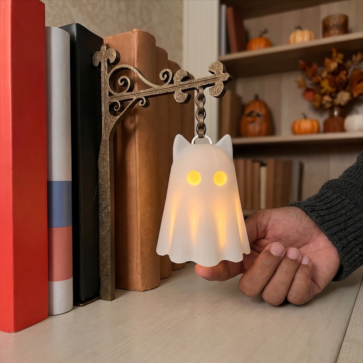 Nkmbld Halloween Bookshelf Lamp, Vintage Library Lantern Decorative Bookshelf Lighting, Hanging Ghost Lantern Book Shelf Light, Halloween Decorations Indoor