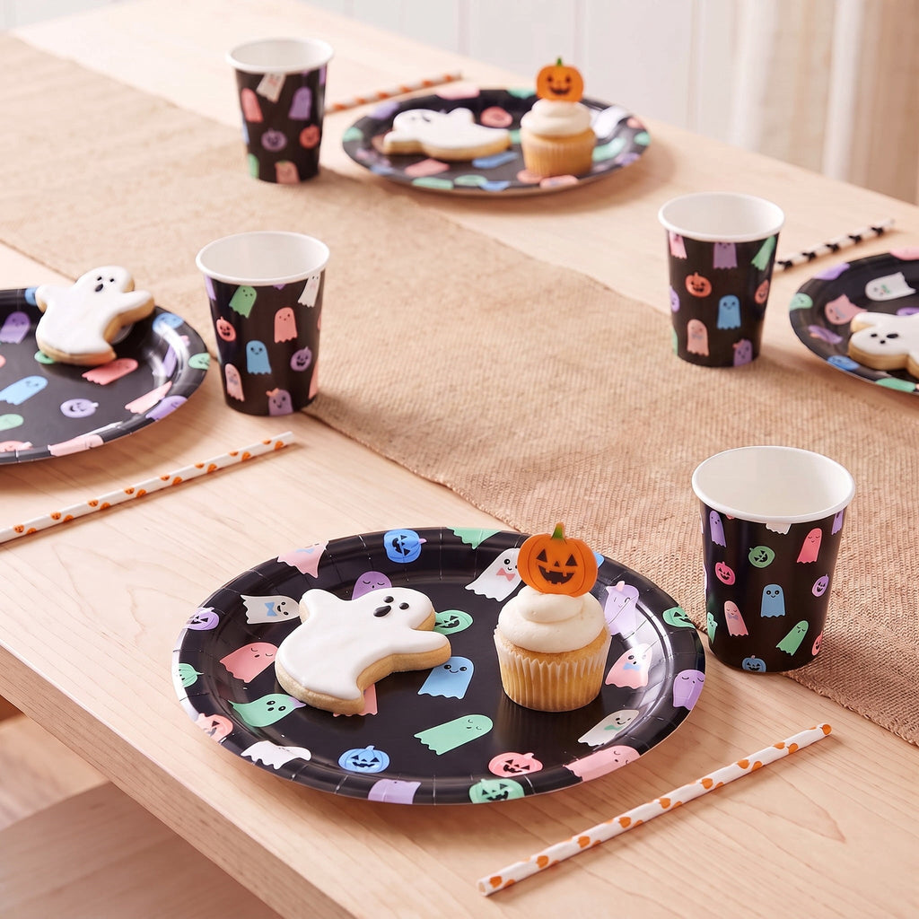 Cute Ghosts Disposable Paper Plates, Multicolor, 8.5", 8 Count, Halloween by Way To Celebrate