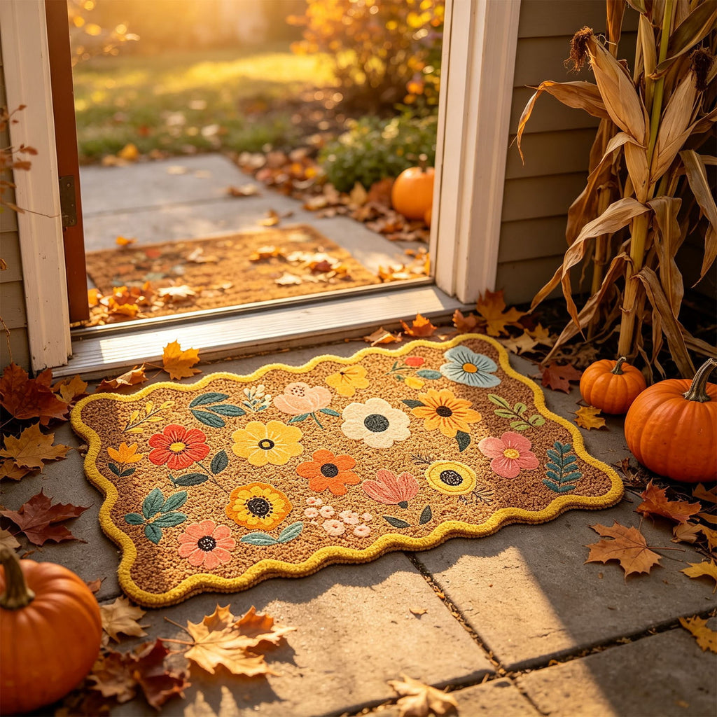 chaungfeng Welcome Fall Door Mat, Seasonal Pumpkin Decorative Doormat, Thick Non-Slip Rugs, for Indoor Outdoor Entrance Floor, Halloween Thanksgiving Decoration (23.6"X15.7")