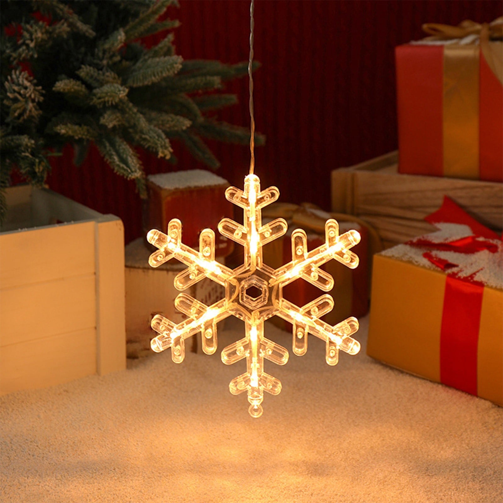 SCNOR Christmas LED Window Lights, Battery Operated Warm White with Suction Cup, Snowman Tree Holiday Decor for Indoor Bedroom Display