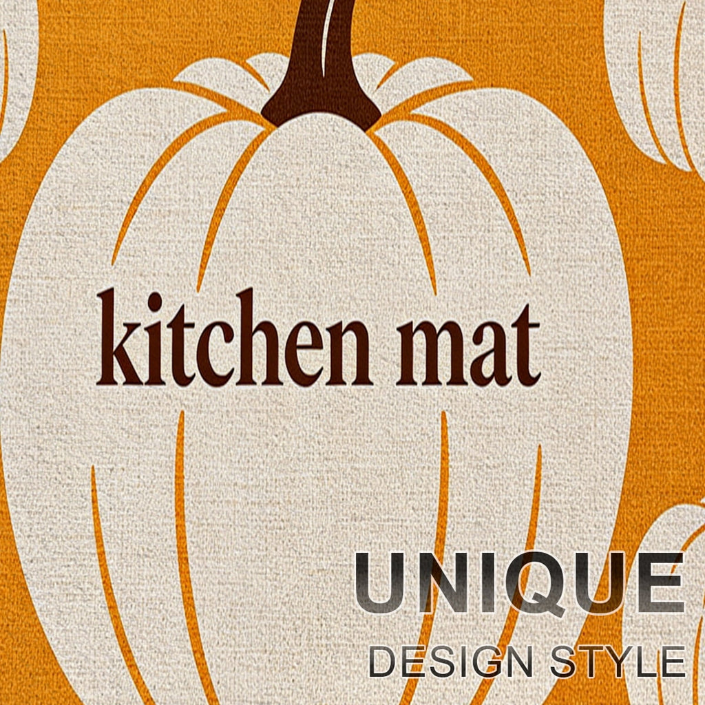 YIMEIS Halloween White Pumpkin Multi-purpose 3-Piece Flannel Mat and Kitchen Rugs,Soft Non-slip for Home Bedroom Bathroom