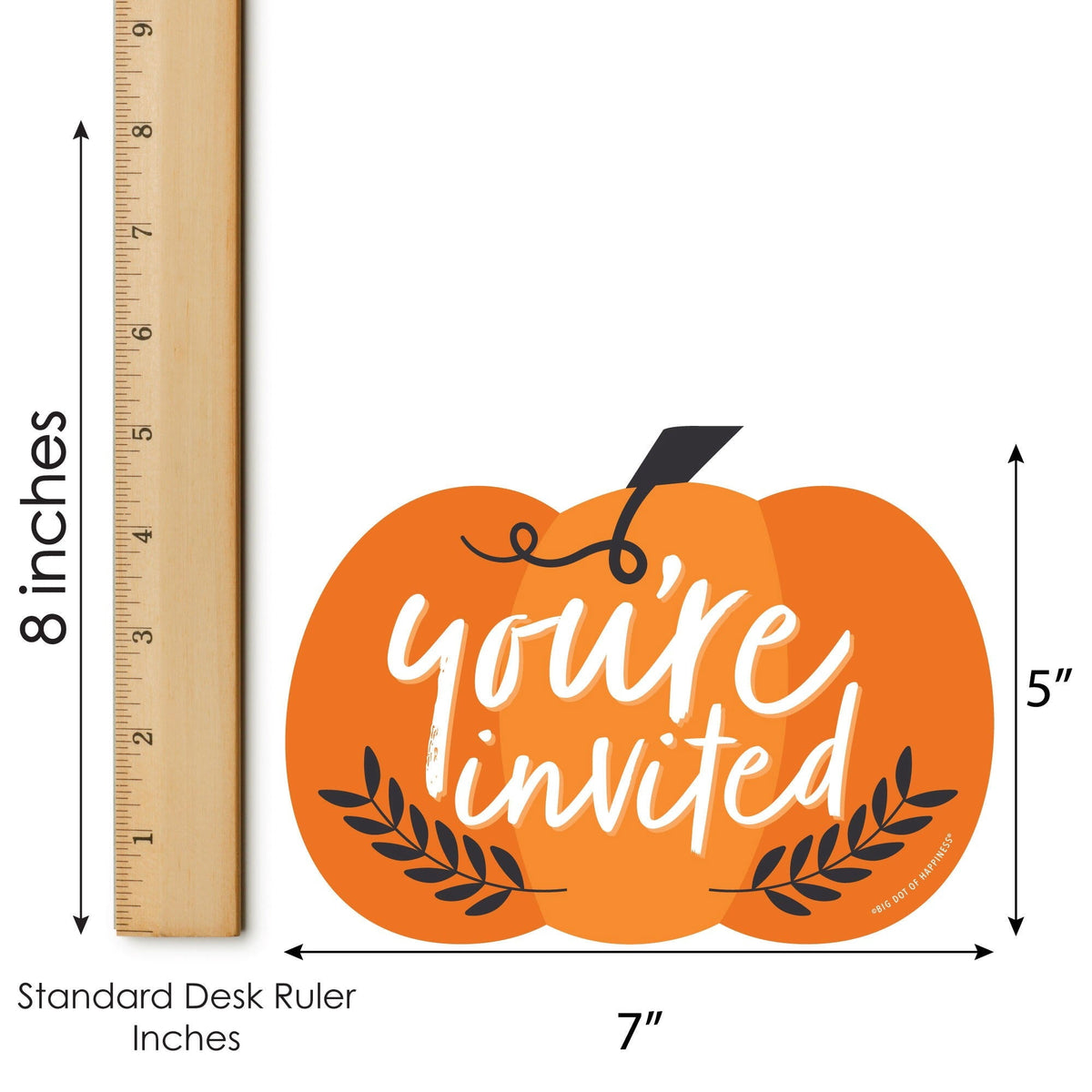 Big Dot of Happiness Fall Pumpkin - Shaped Fill-In Invitations - Halloween or Thanksgiving Party Invitation Cards with Envelopes - Set of 12