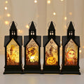 4 Pack Halloween Lanterns Portable Orange Candle LED Halloween Lamp Lights, Spooky Skeleton Owl Bat Castle Flame Lights Decorative Hanging Lanterns for Indoor Outdoor Home Party Porch House Bar