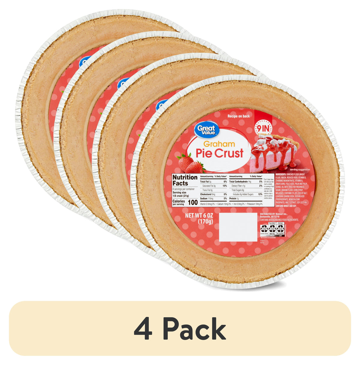 Great Value Graham 9-inch Pie Crust, 6 oz