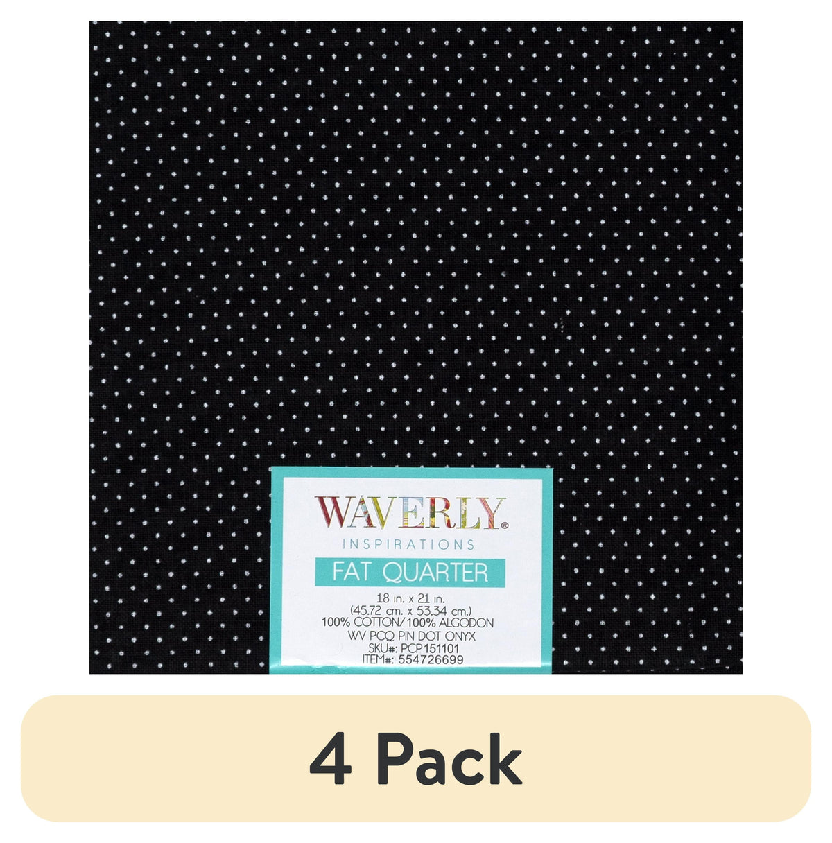 Waverly Inspirations Cotton 18" x 21" Fat Quarter PINDOT ONYX Print Fabric, 1 Each
