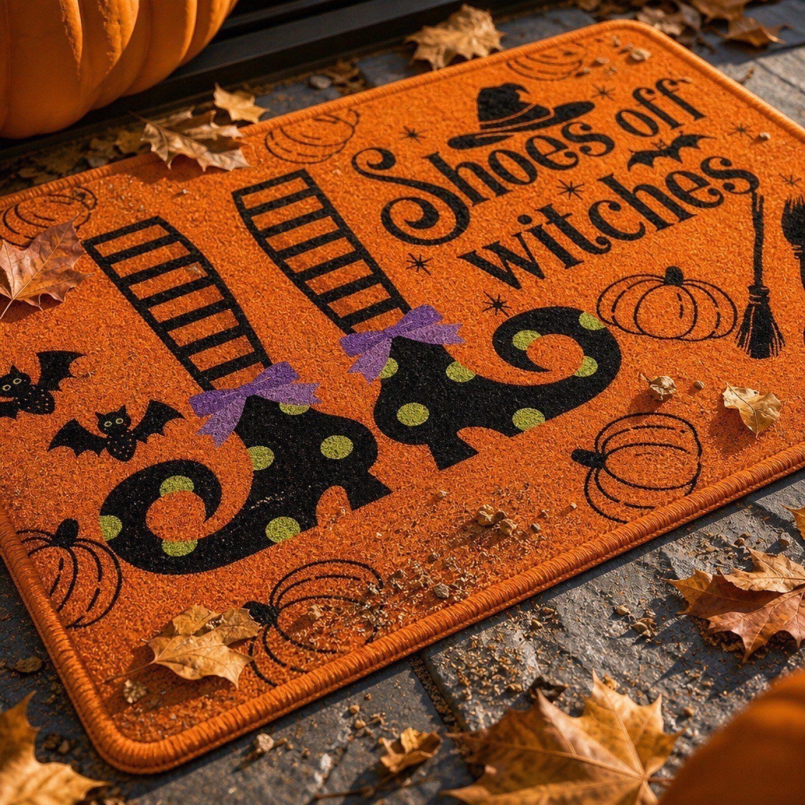 Halloween Celebration Doormat 16x24 Inch, Spooky Ghost Entrance Mat for Front Porch Indoor Outdoor, B