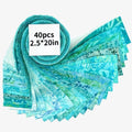 Heymaple 40Pcs Jelly Roll Fabric Strips for Quilting and Sewing, 2.6" x 20" Precut Fabric for DIY Crafting, Blue Green Lake