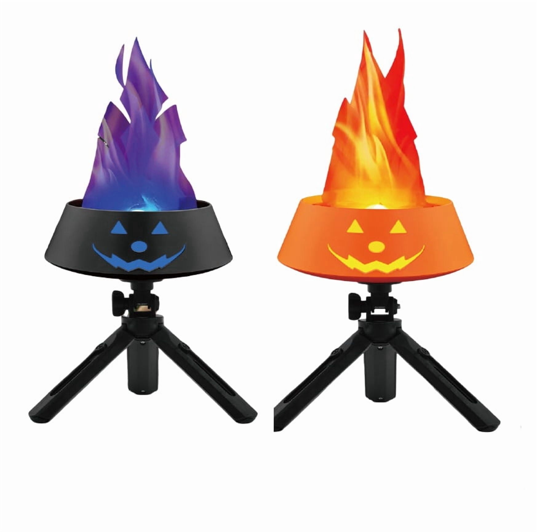 Halloween Pumpkin Flame Light Decoration, Simulated Pumpkin Lamp Desktop Ornament for Home Yard Garden Indoor Outdoor Party Lighting (Black)