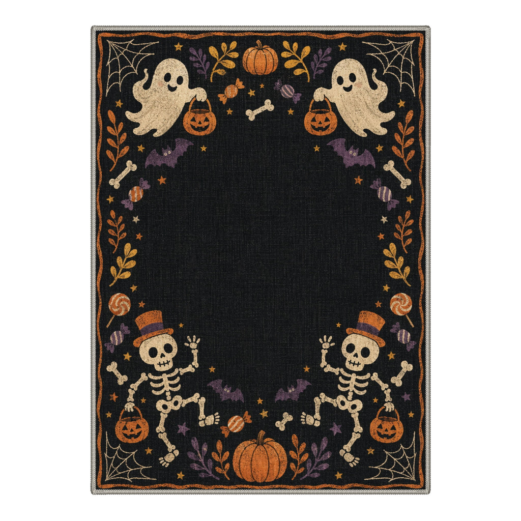 GENIMO 2'x7' Halloween Runner Rug, Washable Non Slip Soft Vintage Witch Indoor Outdoor Hallway Runner for Porch Patio Kitchen Entryway, Vintage Black
