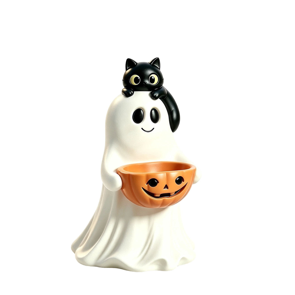 Diceymbol Halloween Pumpkin Snack Bowl Stand Collapsible Broomstick Candy Tray for Cupcakes & Desserts, Resin Serving Platter with Ceramic Pumpkin Bowls