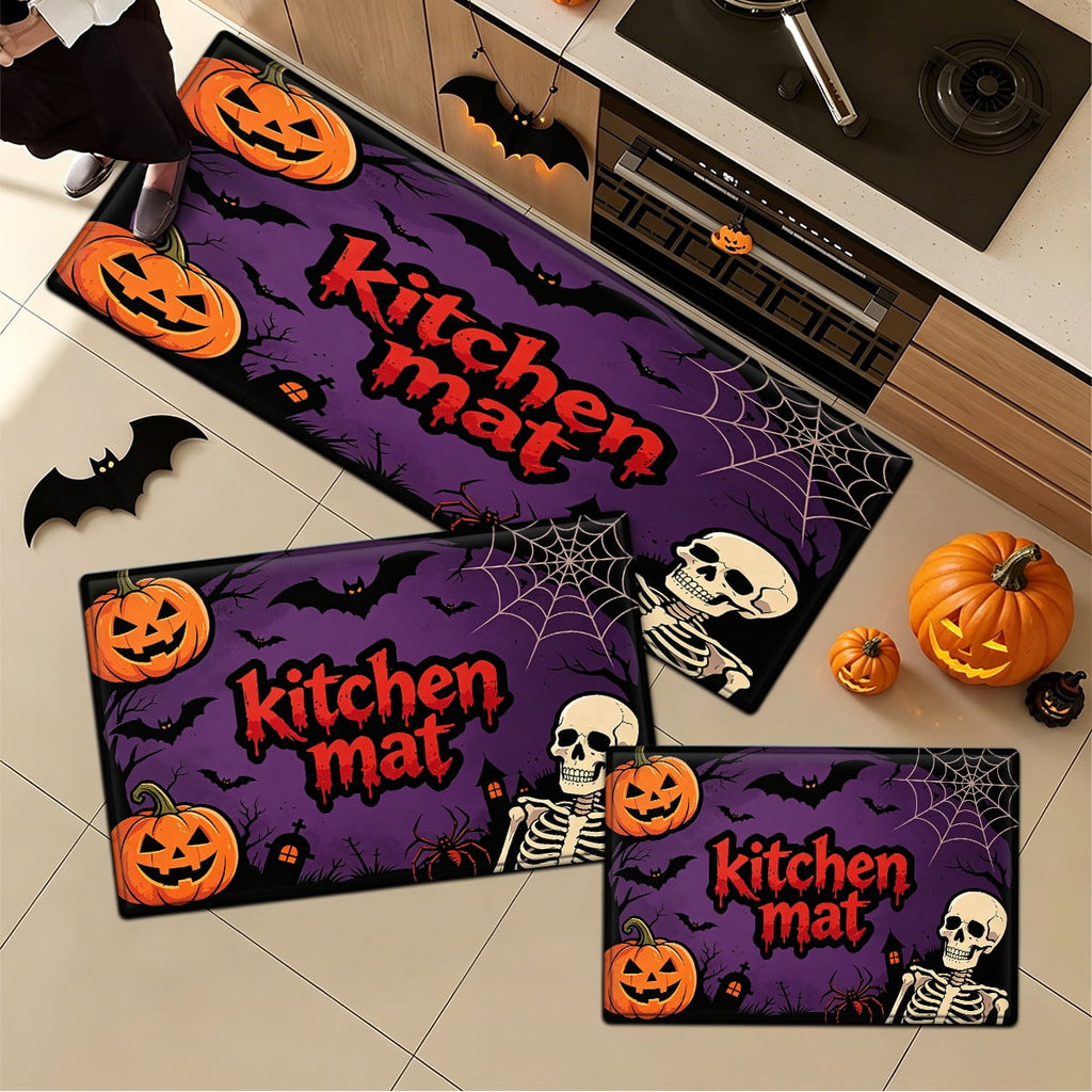 YIMEIS Halloween Pumpkin Lanterns 1Pc Flannel Mat and Kitchen Rugs,Soft Non-slip,Perfect for Home Bathroom