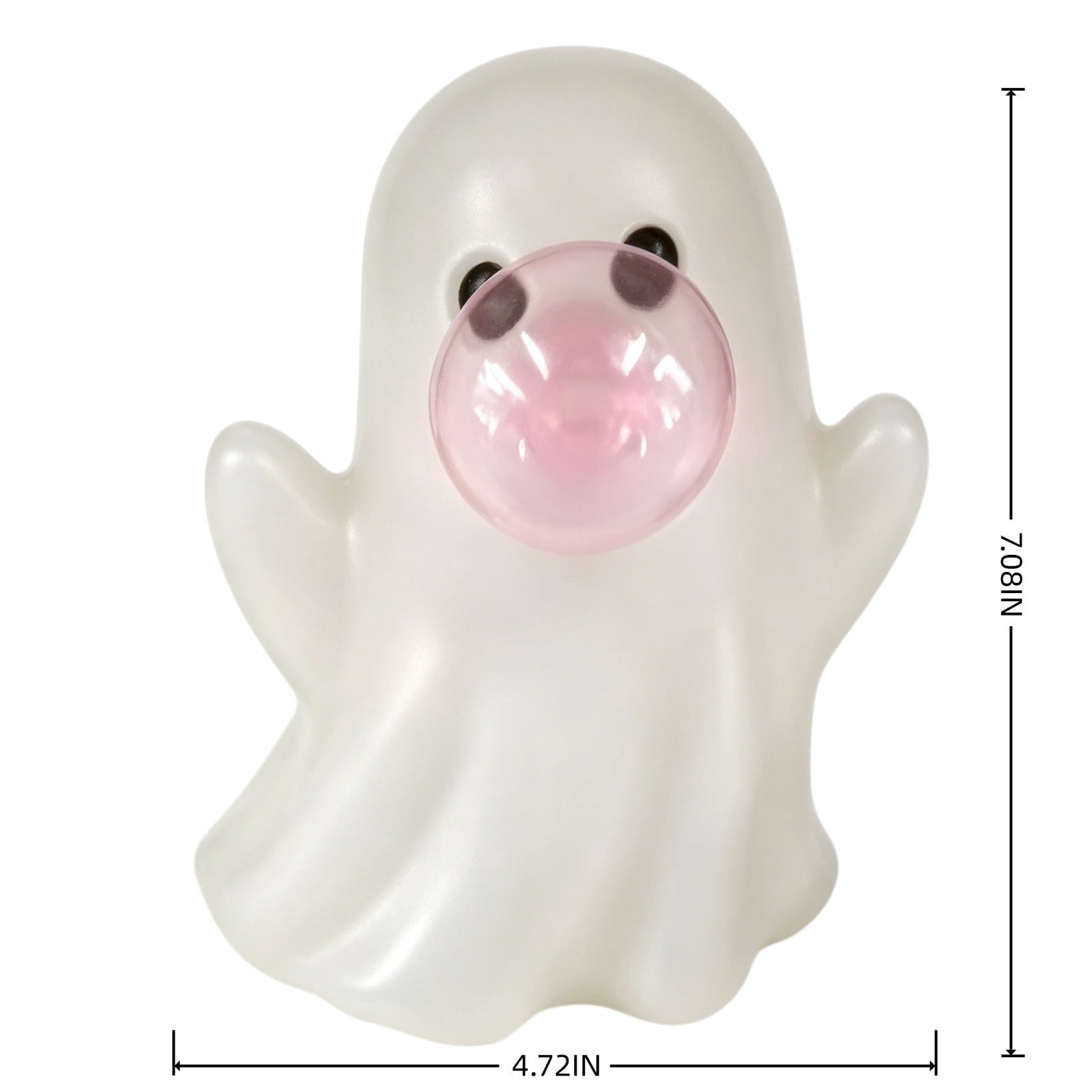 Pink Halloween Decor Ghost Candy Bowl Figurine with Bow and Scalloped Holder for Indoor Tabletop Decor and Party Favor Display