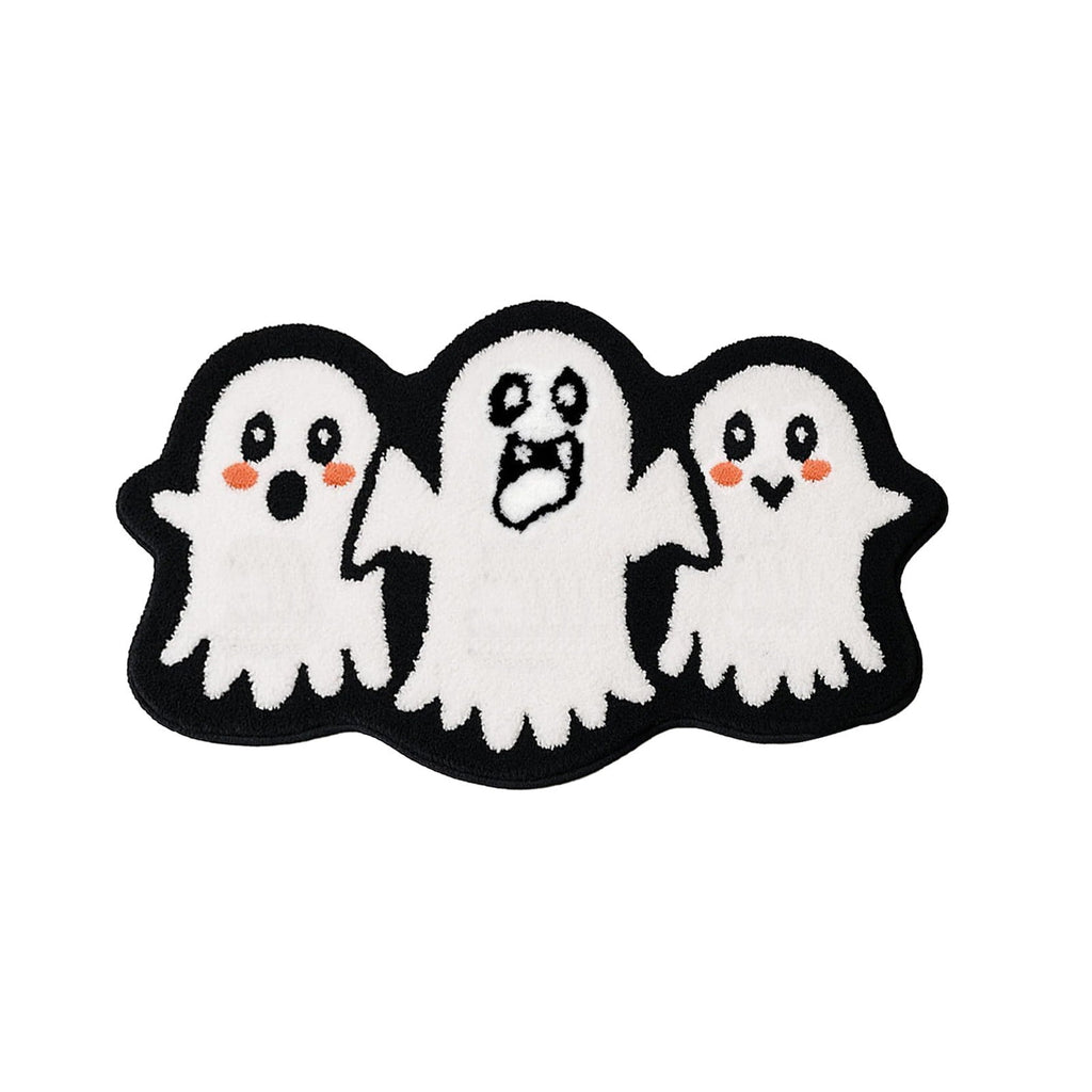 BingTong Cartoon Ghost Themed Fall Welcome Mat,Variety Spooky Adorable Ghost Shape Entryway Rug,Weather Resistant Low Profile Door Mat for Home Apartment Cafe Halloween Decoration Ghost F