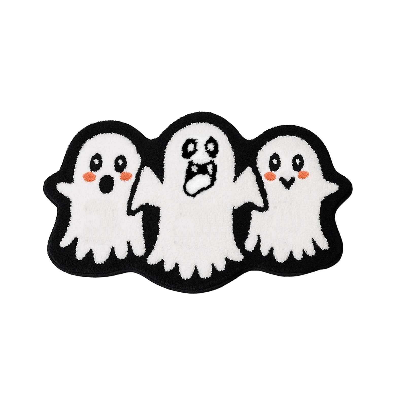 BingTong Cartoon Ghost Themed Fall Welcome Mat,Variety Spooky Adorable Ghost Shape Entryway Rug,Weather Resistant Low Profile Door Mat for Home Apartment Cafe Halloween Decoration Ghost F