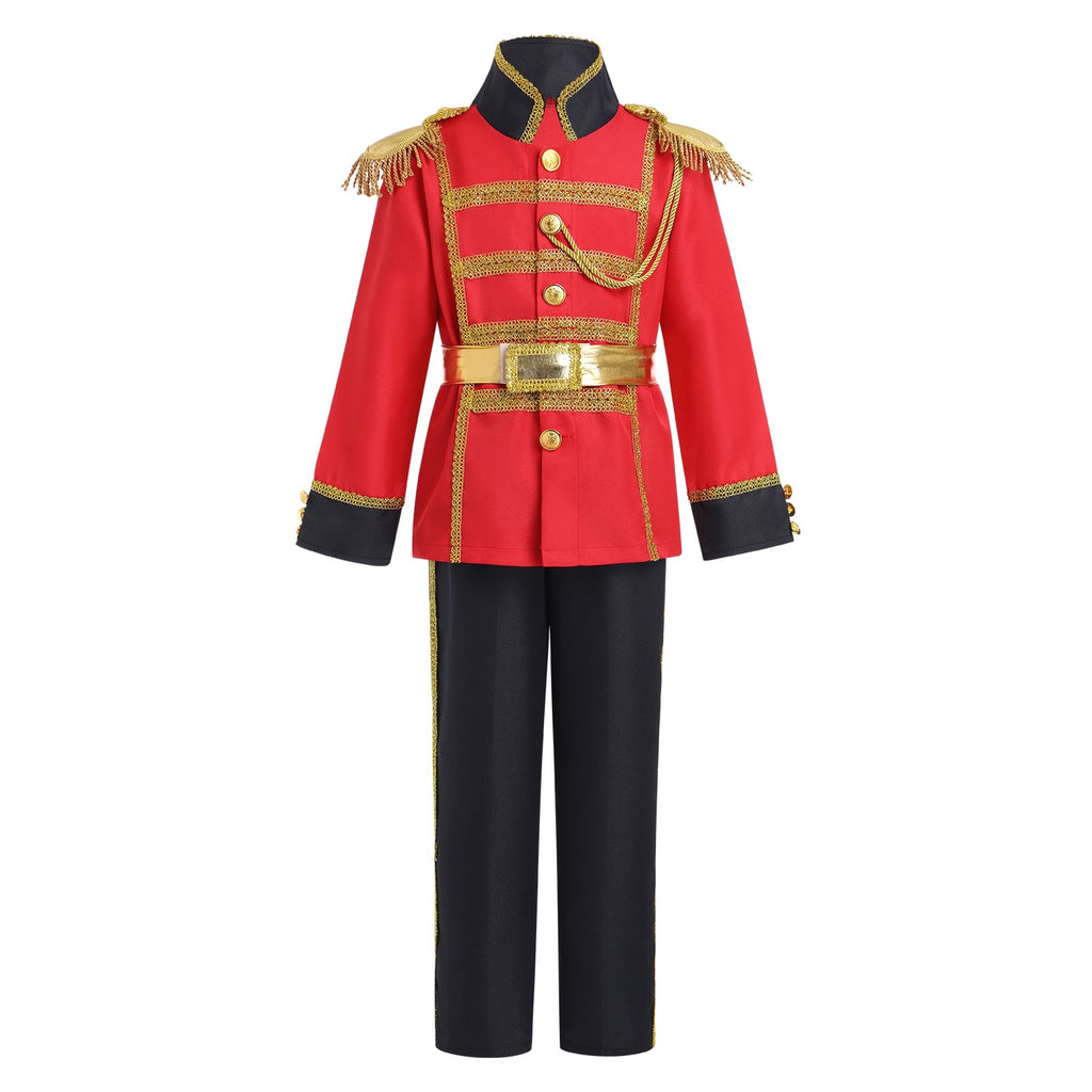 IBTOM CASTLE Boys Prince Charming Costume Halloween Cosplay Dress up Birthday Party Medieval Royal Prince Outfits for Toddler Child 3-4 Years Red 4pcs