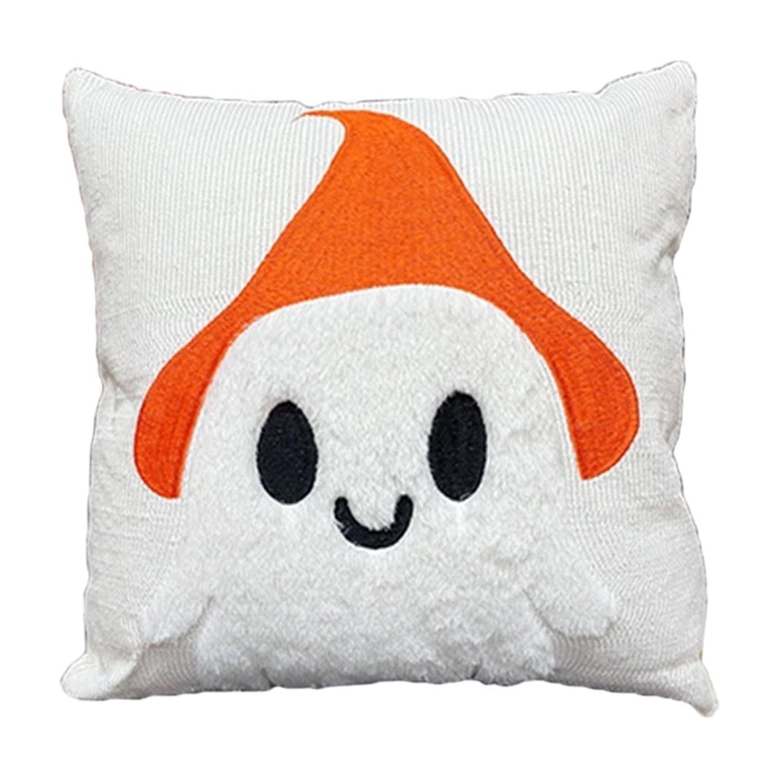 Yeciiwht Halloween Throw Pillow Cover – 18*18inch Embroidered Linen Cushion Case with Ghost, Mummy & Bat Designs, Invisible Zipper, Machine Washable