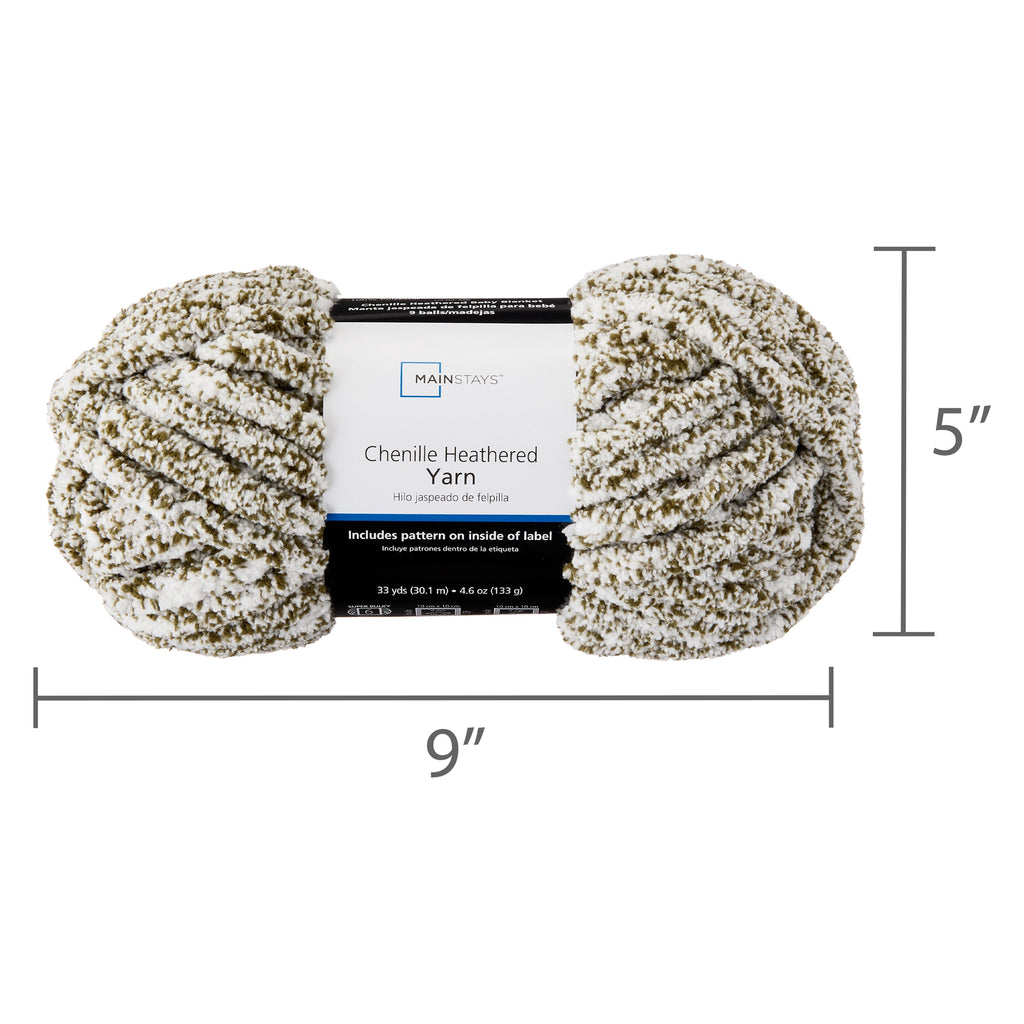 Mainstays Chenille Heathered Yarn Multi-Pastel, 33 Yards, 100 Percent Polyester, Super Bulky Weight