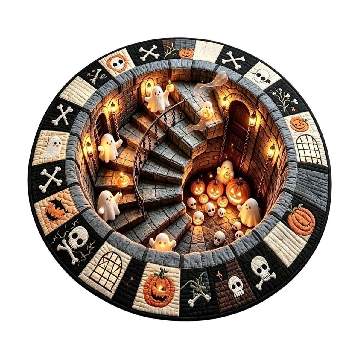 Halloween Wreath Shaped Rugs, Soft Indoor Mat for Entryway, Kitchen, Halloween Party, Pumpkin Witch Spooky Home Decor, 23.62x15.75 Inches