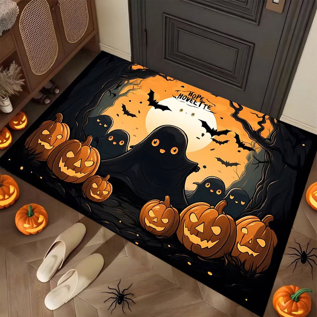 Xuniizn Halloween Mat, 16X24" Velvet Halloween Door Mat for Outside Entrance, Spooky Halloween Rug for Outdoor & Indoor, Non Slip Washable Halloween Doormat, Halloween Bathroom Decor