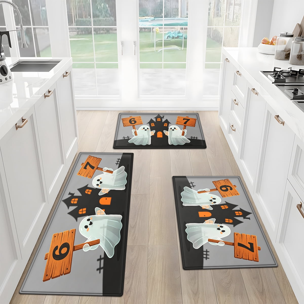 CCTFS Halloween Skeletons Holding Hot Drinks Household 1Pc Flannel Mat and Kitchen Rugs,Soft Non-slip for Bedroom Entryway