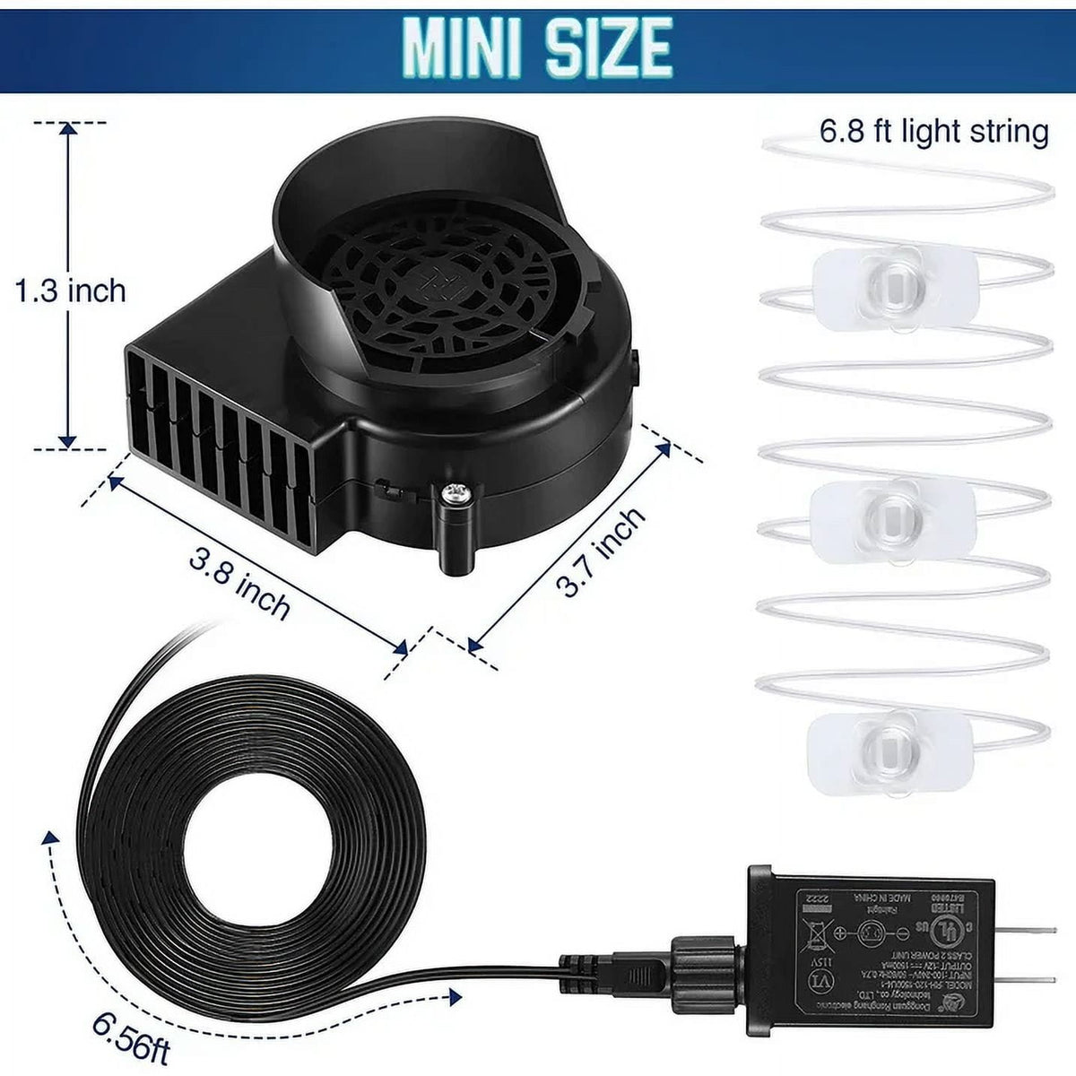 2 Pack Inflatable Air Blower Replacement, Air Fan Blower Motor for Halloween Christmas Airblown Inflatables, for Garden Yard Holiday Decor, 12V/ 1.0A Adapter