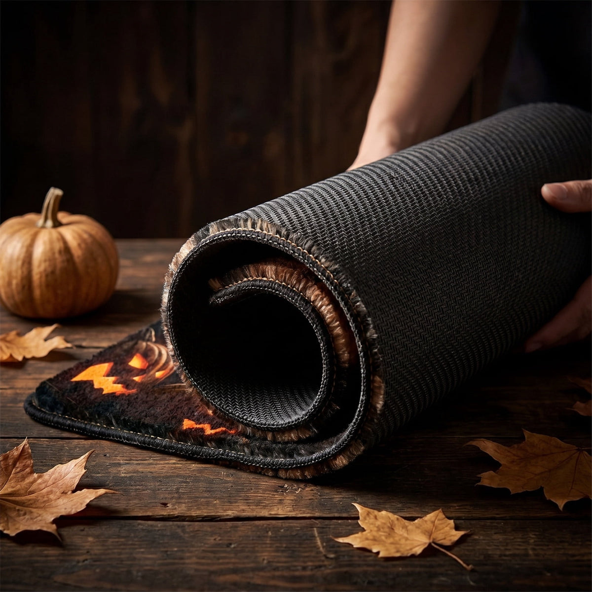 Halloween Themed Doormat Entryway Rug, Spooky Pumpkin Front Door Mat for Trick or Treaters, Non Slip Washable Mat for Indoor and Outdoor, Festive Halloween Floor Decoration for Home