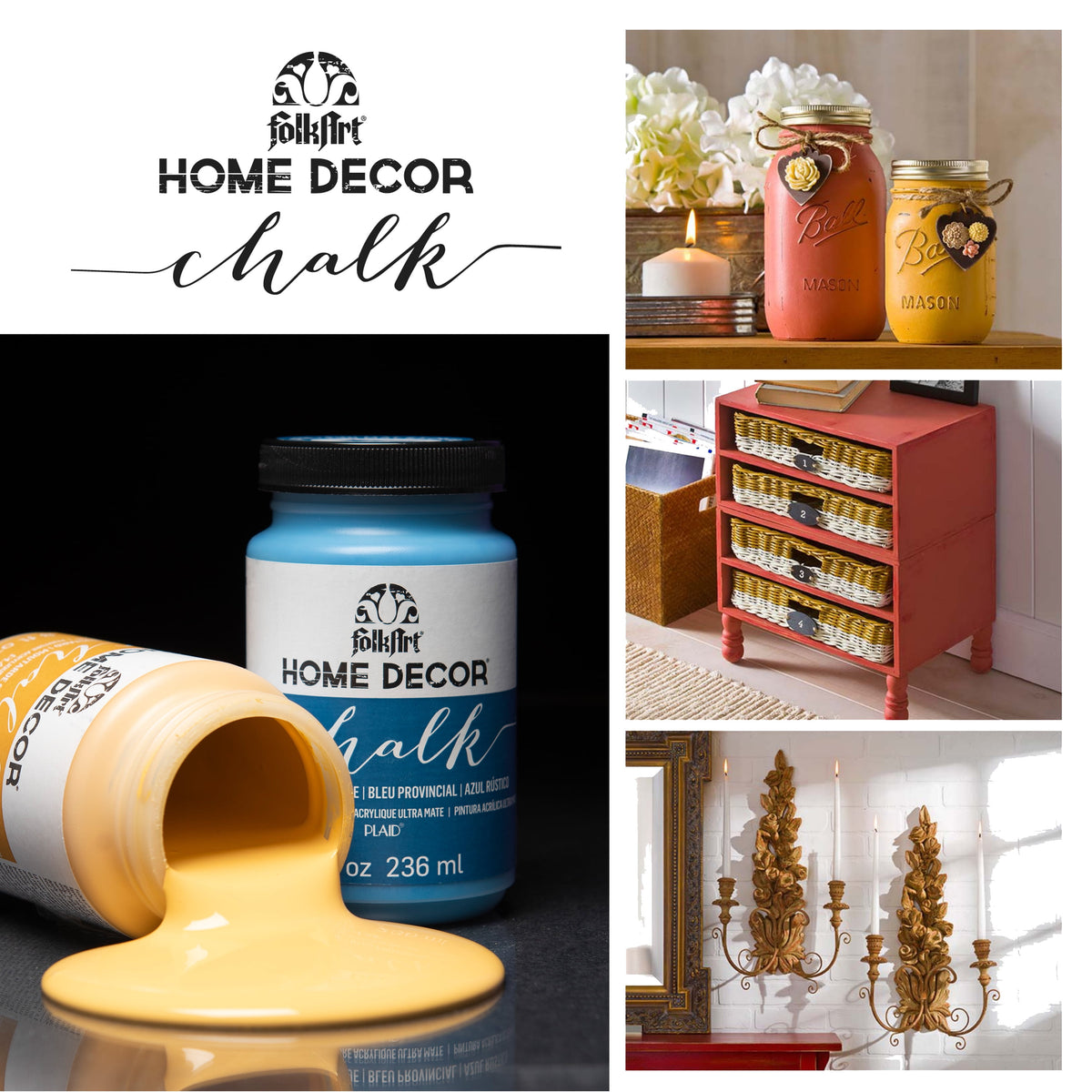 FolkArt Home Décor Chalk Acrylic Craft Paint, Sheepskin, Ultra Matte Finish, 8 fl oz
