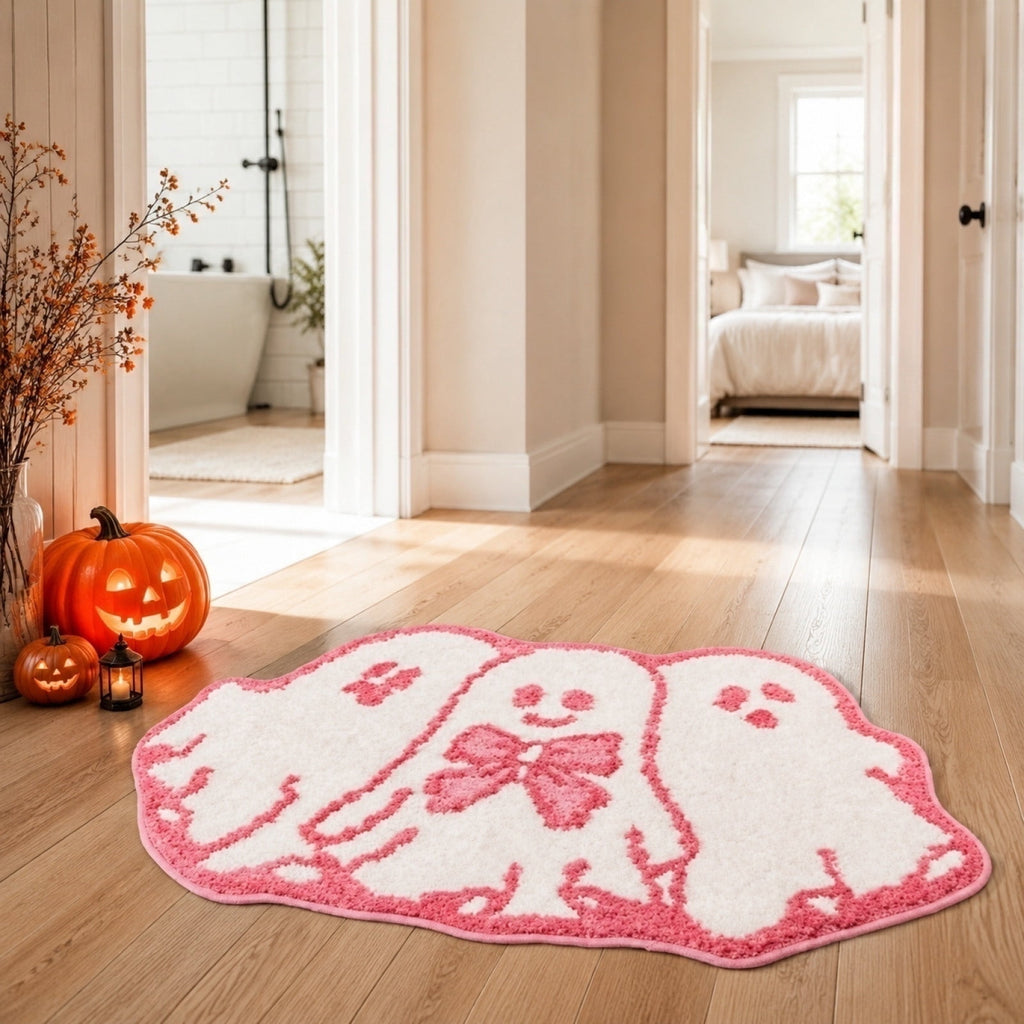WWC Halloween Door Mat, 32x20 inch Halloween Decor Thick Non Slip Ghost doormat, Entryway Rug for Fall Party Indoor Outdoor Front Porch