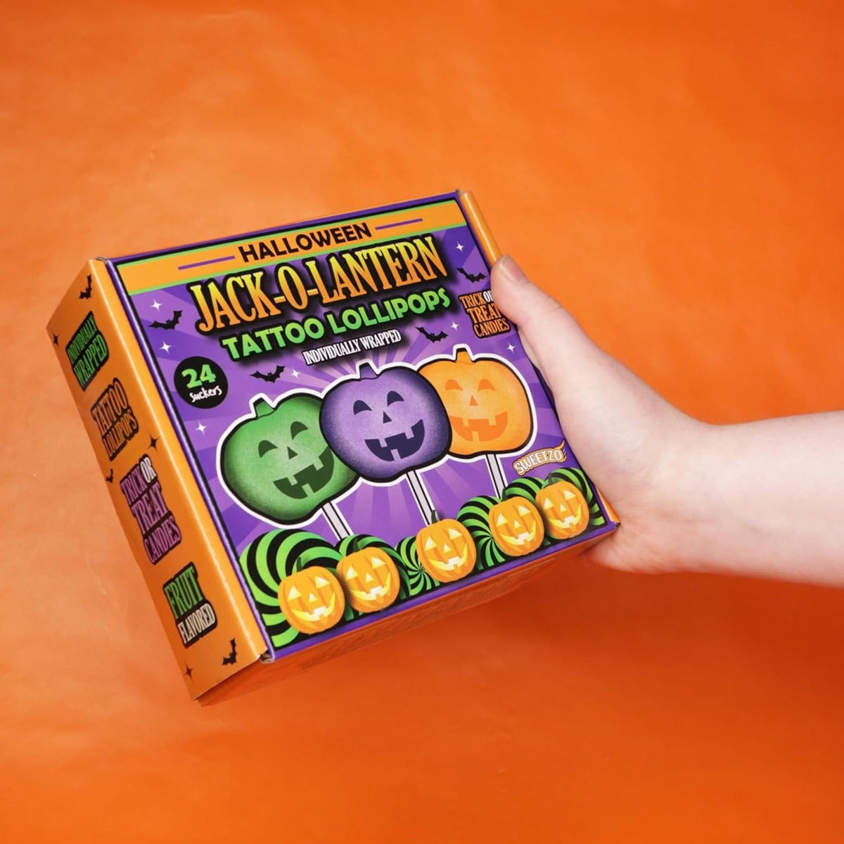 Pumpkin Tattoo Lollipops, Halloween Candy, 24 Count, 10.16 Ounce Box