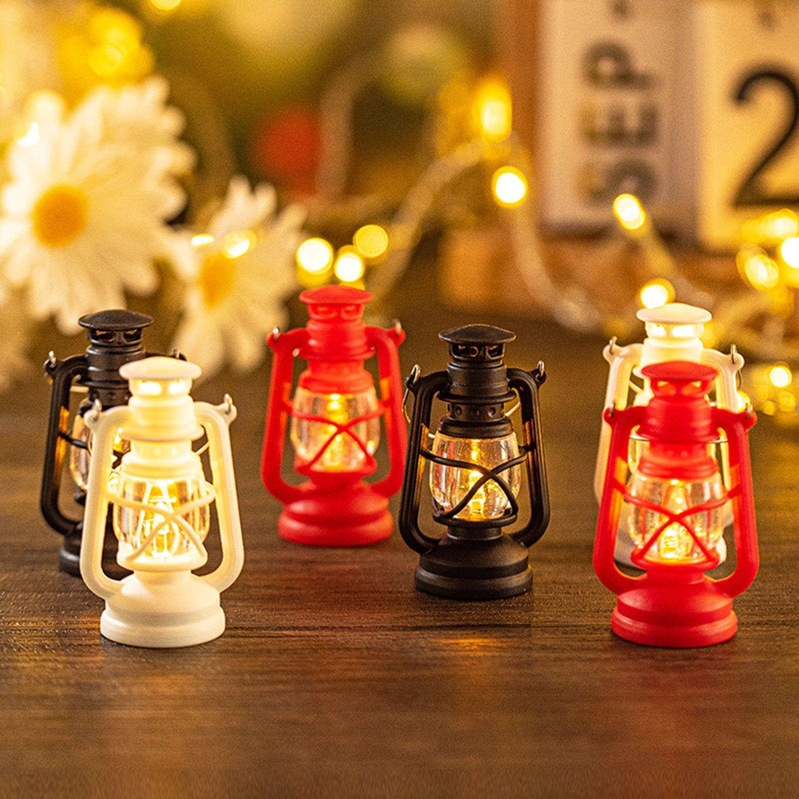 Djiypn Mini Lanterns 2Pack LED Small Lanterns Decorative Indoor Outdoor Hanging Lantern Decorative Candle Light Farmhouse Decor for Weddings Western Camping Party Halloween Christmas Decorations
