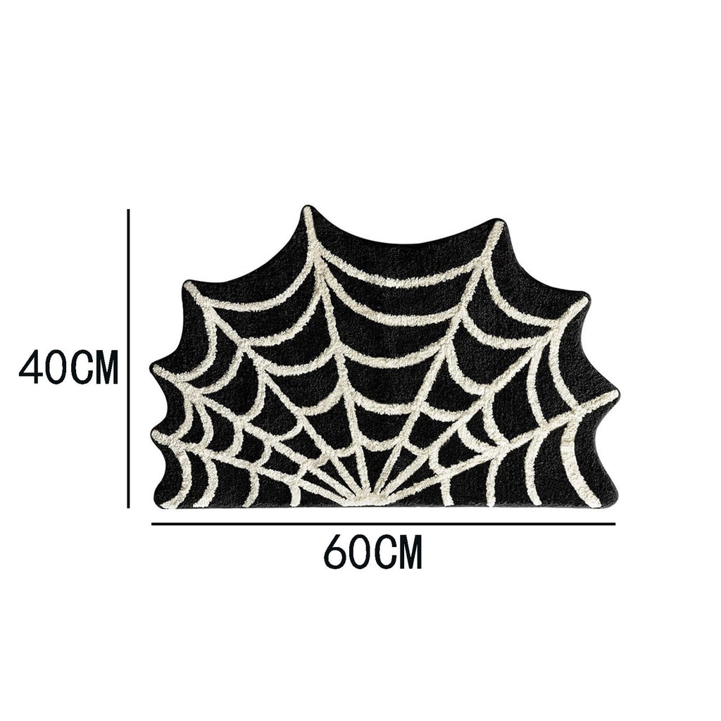 Premium Halloween Spider Web Doormat - Non-Slip Entrance Rug with Gothic Pattern for Front Door, Kitchen, Hallway, Soft PVC Material, Washable Floor Mat for Spooky Home Decor