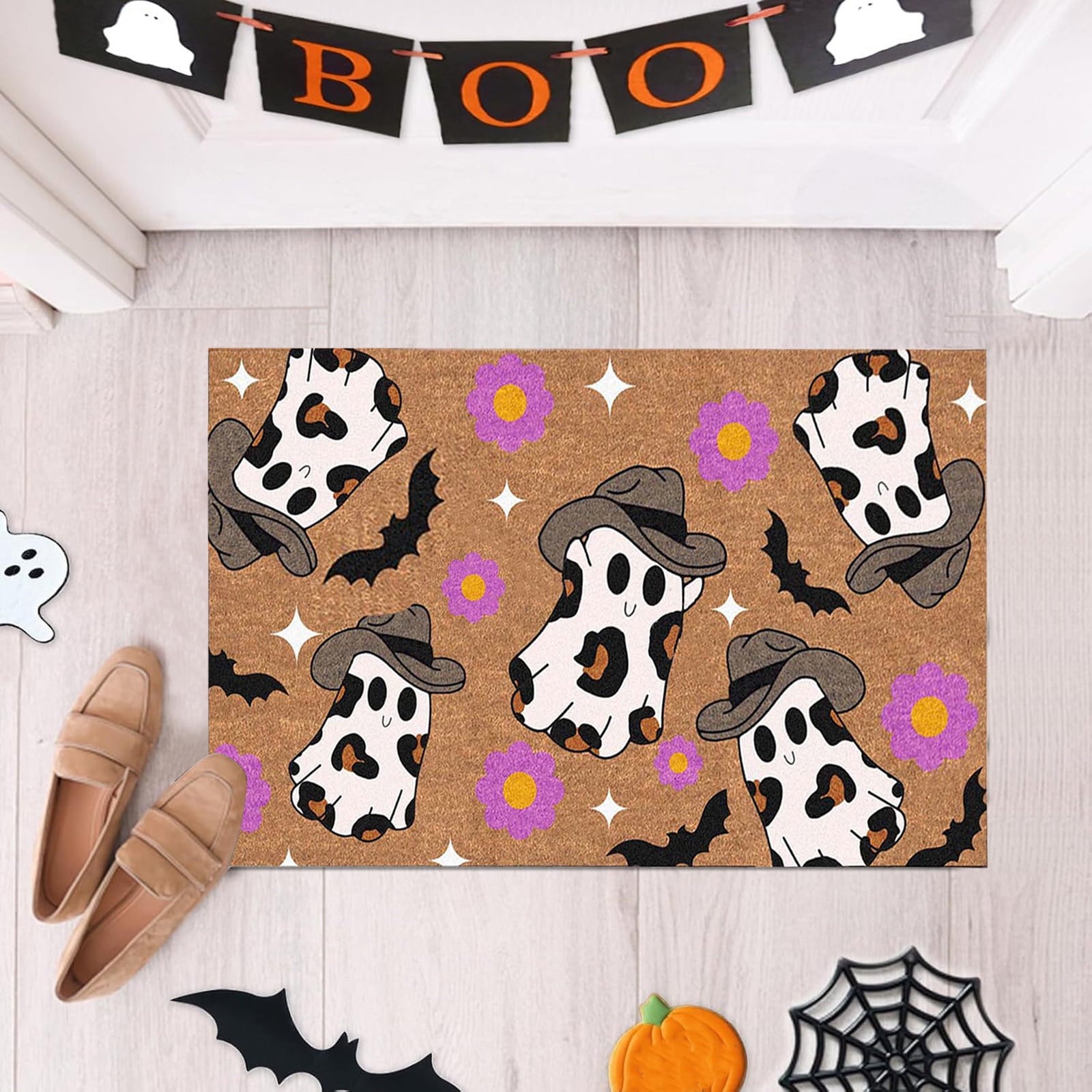 Stijggn Halloween Kitchen Rugs Halloween Mat Halloween Decorations Doormat, Welcome Mats for Front Door,Spooky Outdoor Mats for Front Door, Living Room, Bedroom, K-ids' Room