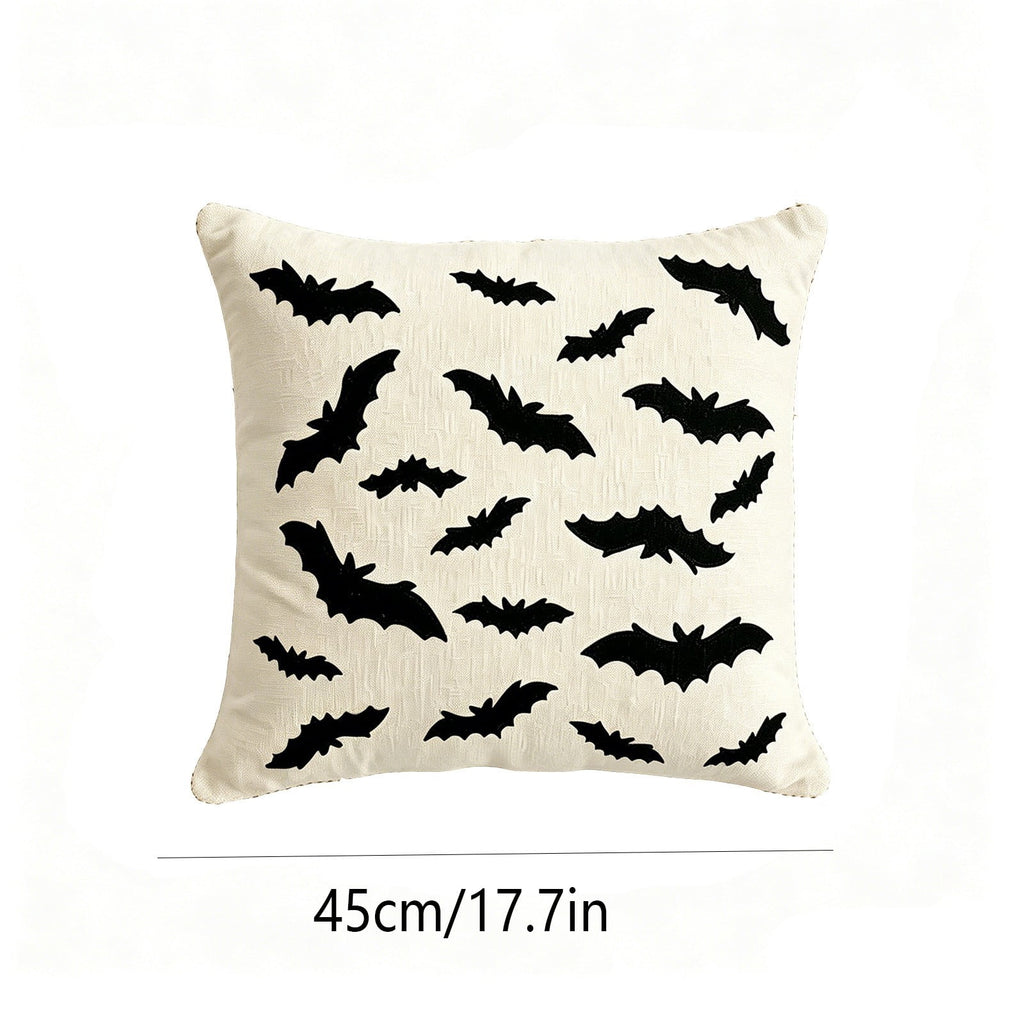 Yeciiwht Halloween Throw Pillow Cover – 18*18inch Embroidered Linen Cushion Case with Ghost, Mummy & Bat Designs, Invisible Zipper, Machine Washable