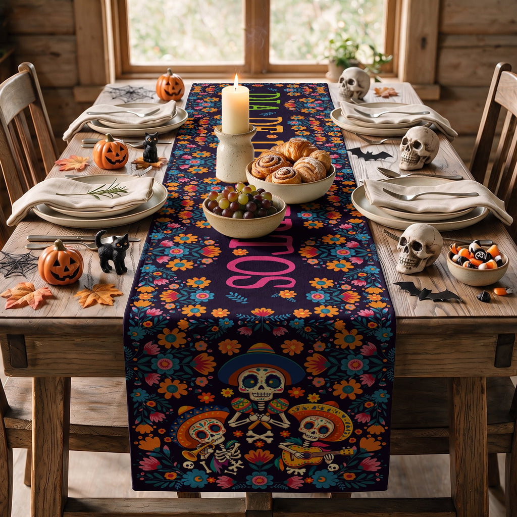 Sm:)e Halloween Table Runner Ghost Pumpkin 13x72 Inch, Halloween Party Kitchen Dining Indoor Outdoor Decorations,Orange