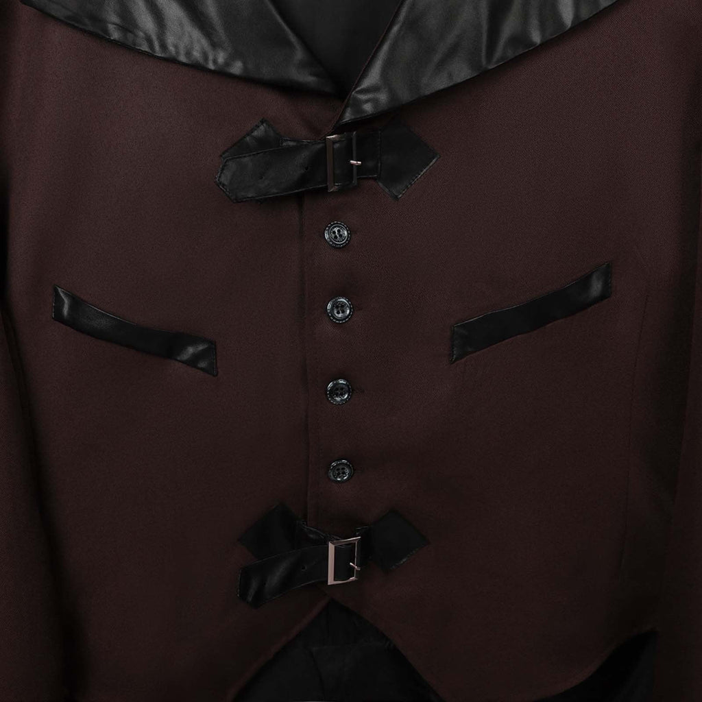 QATAINLAV Men's Vintage Steampunk Gothic Victorian Jacket Medieval Renaissance Pirate Frock Coat Formal Tuxedo Halloween Costumes Birthday Gifts Coffee S
