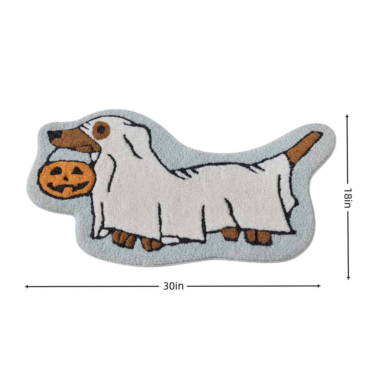 Halloween Dachshund Door Mat, 30"×18" Non-Slip Pumpkin Dachshund Floor Rug, Mat for Home Porch Fall Decor & Pet Lover Housewarming Gift
