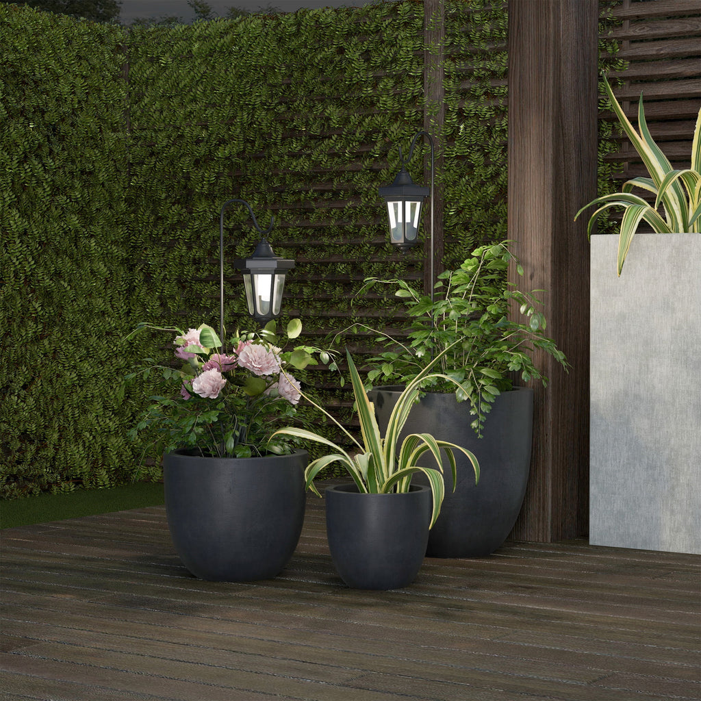 Pure Garden Set of 2 Waterproof LED Solar Lanterns with Shepherd Hooks