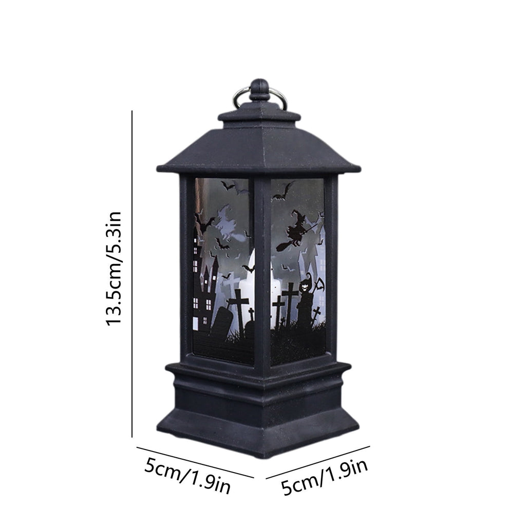 Black Halloween Mini LED Lantern Table Centerpiece 5.1 Inch for Indoor Decor, 2 Inch, 5 cm