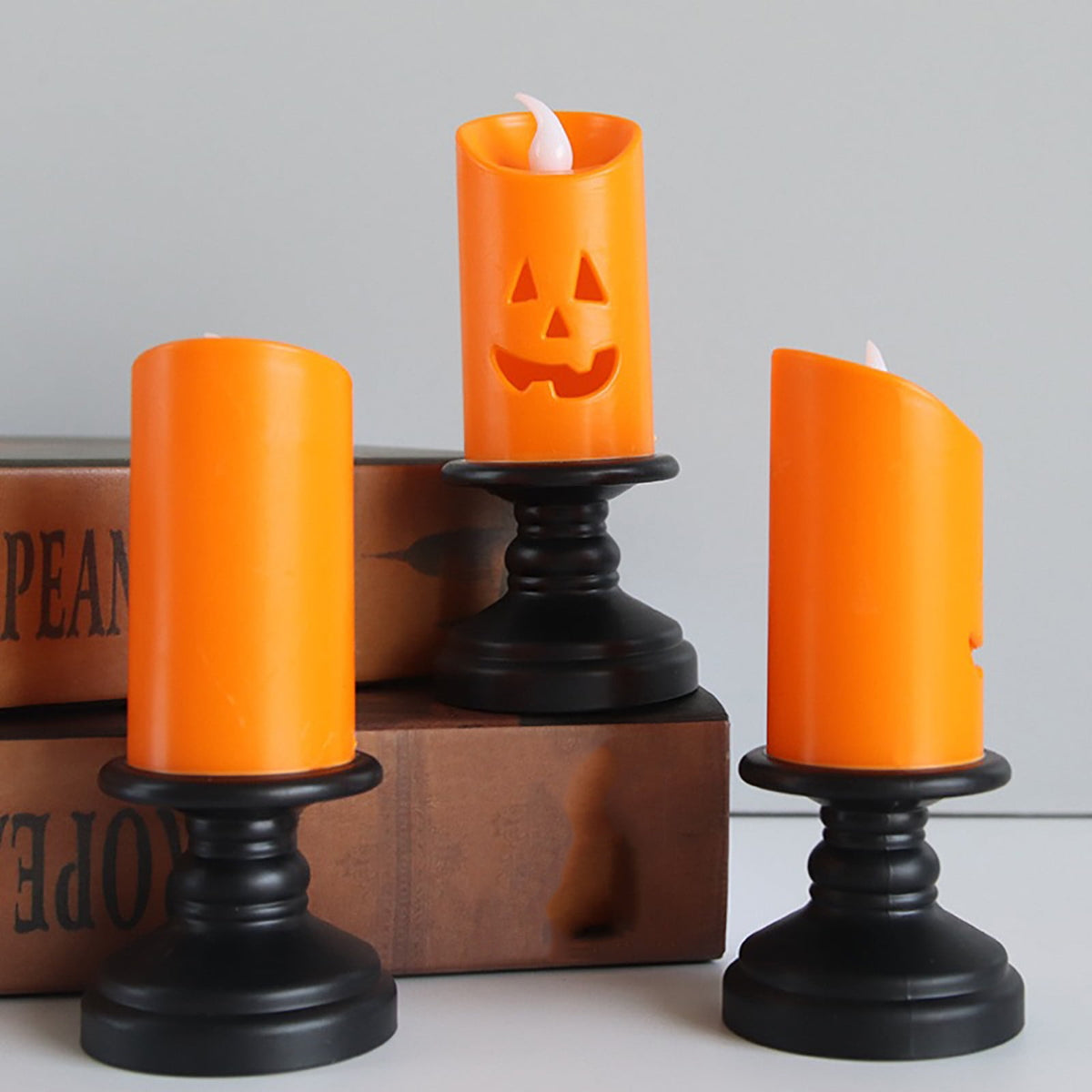 XGFHYJEH Halloween Decorations LED Candle Lights, 3pc Pumpkin Lantern, Halloween Indoor Decor, Halloween Table Decoration Ornament for Home Room Party