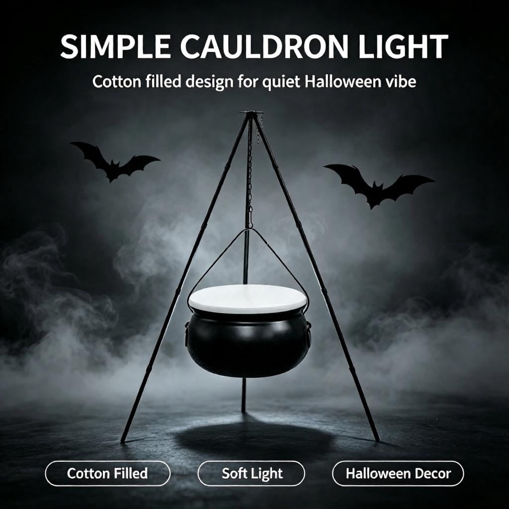 Muecwrye Halloween Decorations Outdoor, Halloween Clearance! Halloween Witches Cauldron on Tripod with Lights, DIY Bubbling Cauldron Set Decor for Home Porch Outside, Halloween Party Supplies