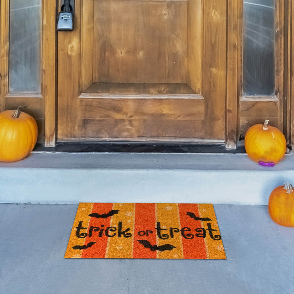 Wovilon Halloween Area Rug Doormat, Black Castle Front Door Mat Non Slip Rubber Backing, Happy Halloween Orange Indoor Outdoor Entrance Mats, Halloween Home Decor Outdoor Rug, 16 X 24 Inches