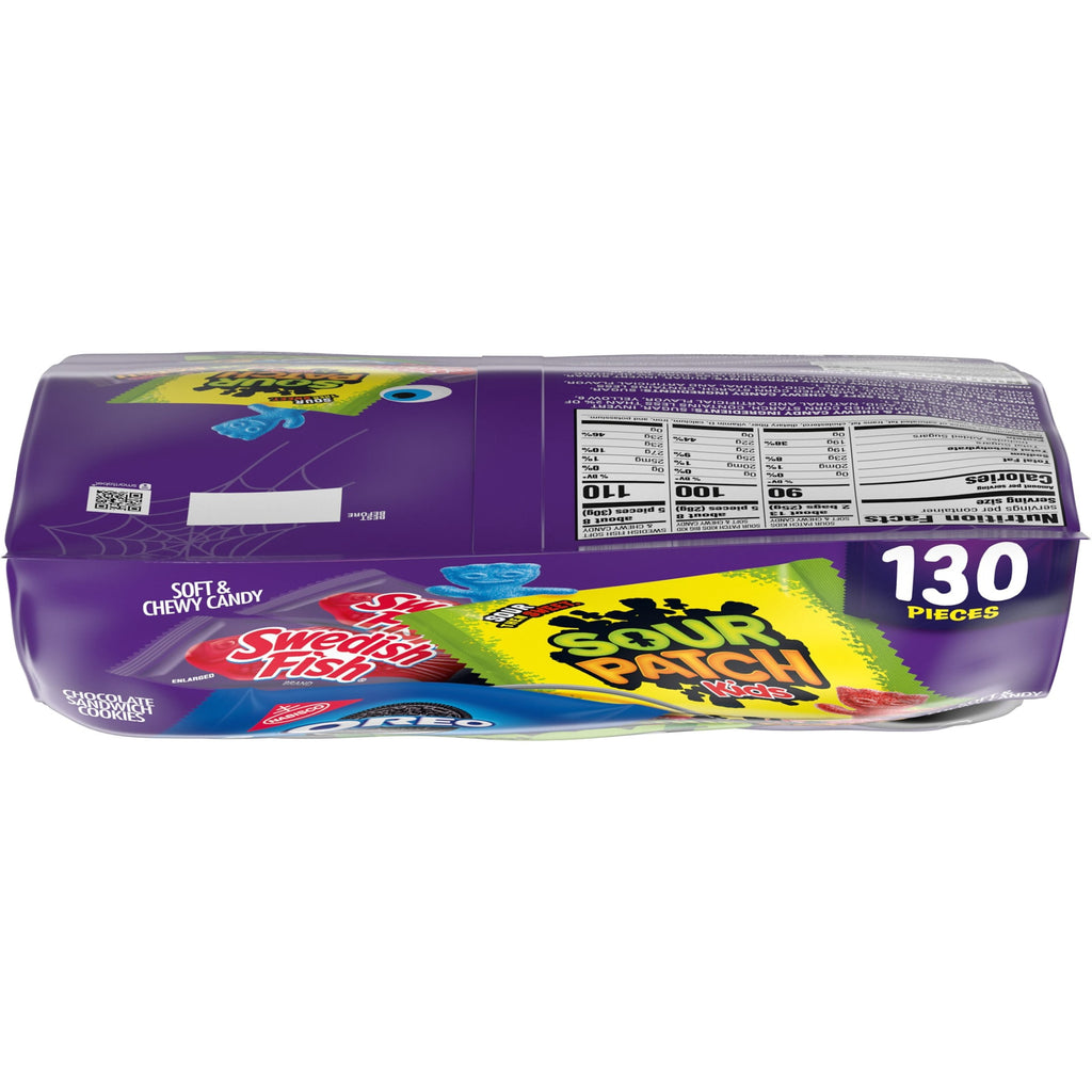 SOUR PATCH KIDS, SWEDISH FISH, and OREO Cookie & Candy Variety Pack, 130 Bags, Bulk Candy