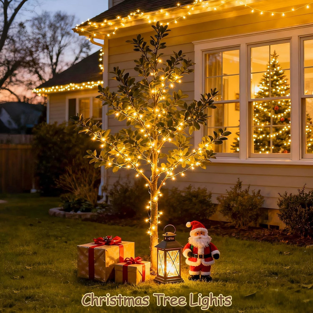 JMEXSUSS 33ft 100 LED White Christmas Lights, 8 Modes Connectable Clear Wire Twinkle Fairy String Lights Indoor, Plug-in Christmas String Lights Outdoor Waterproof for Christmas Wedding Party Tree