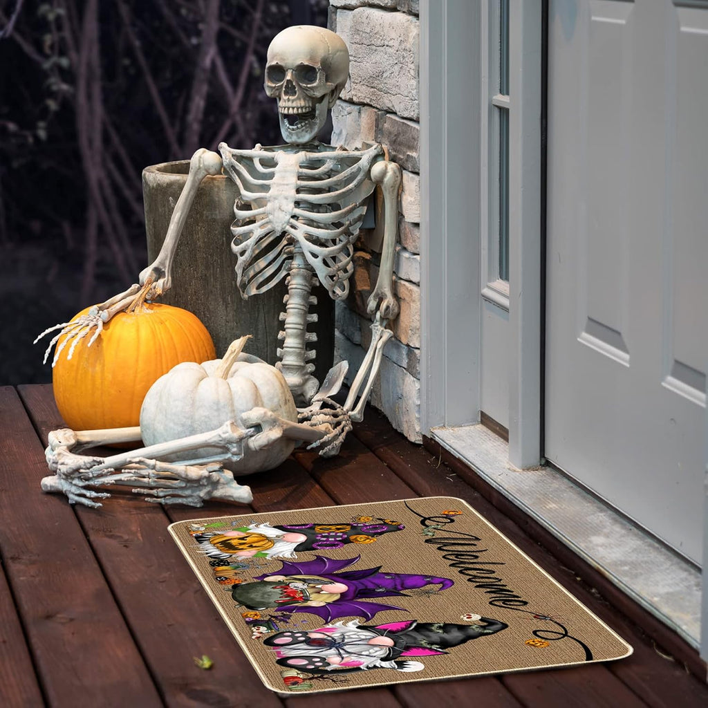 ASKETAM Halloween Doormat Indoor/Outdoor Non-Slip Carpet 19.5" x 31.3" (Gnome)
