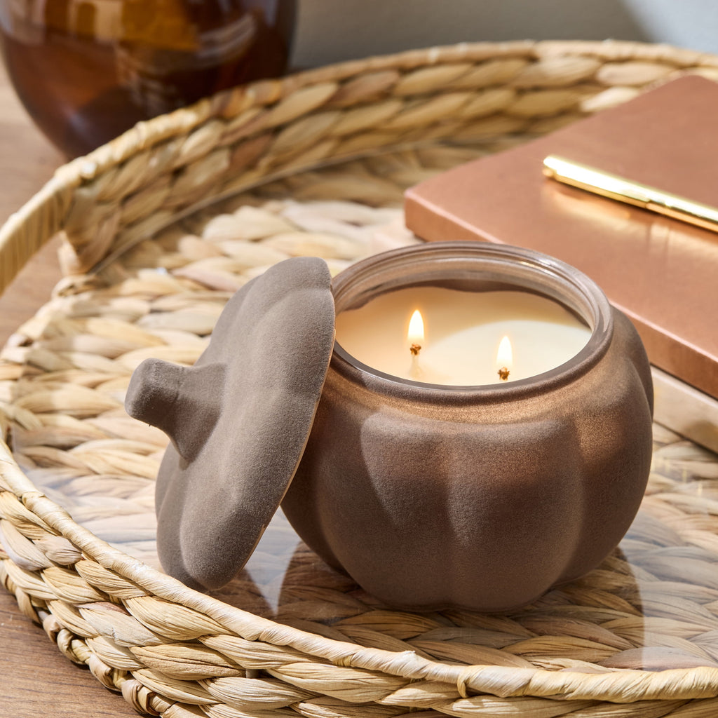 Better Homes & Gardens Flocked Pumpkin Jar Candle, Pumpkin Snickerdoodle Swirl, 2-Wick, 12.7 oz